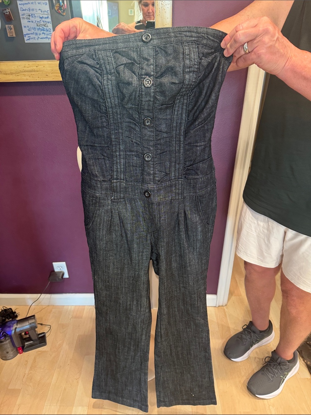 Arden B Dark blue Strapless denim jumpsuit